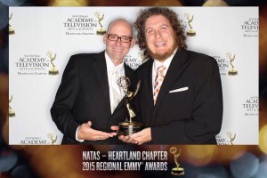 Curt and Taylor posing with Emmy.